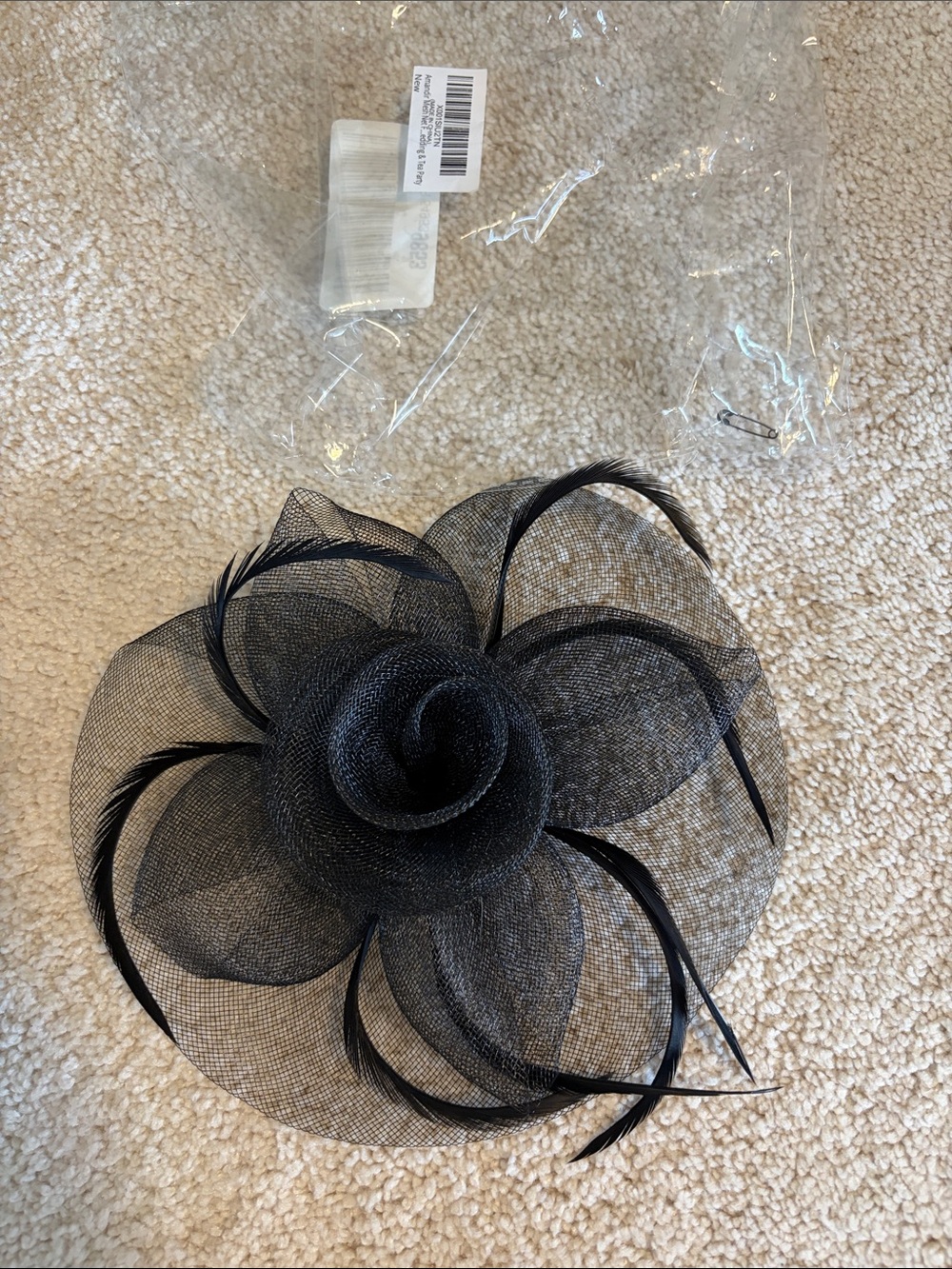 Tea party Black Floral Fascinator Headpiece - Elegant Women's Accessory